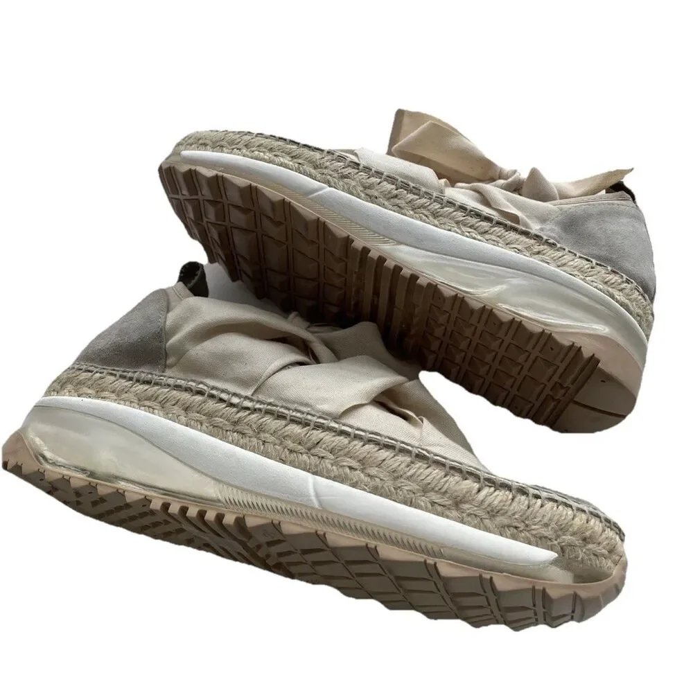 New Free People Chapmin Espadrille Sneaker Ivory Ribbon Lace Platform Shoe Sz 39